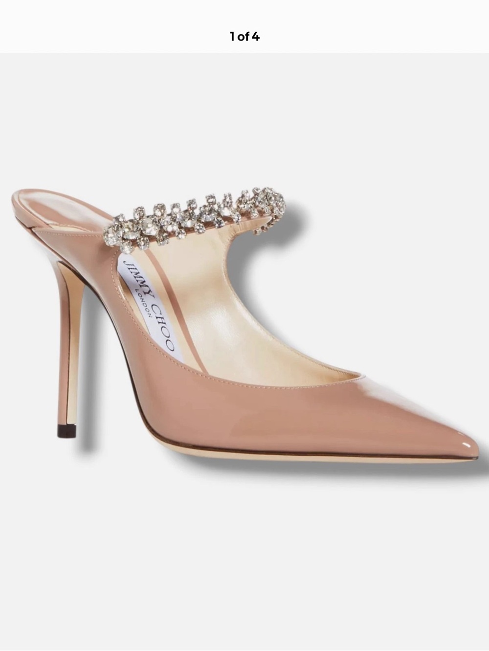 Jimmy Choo Blush Patent Pointed-Toe Mule with Crystal Strap